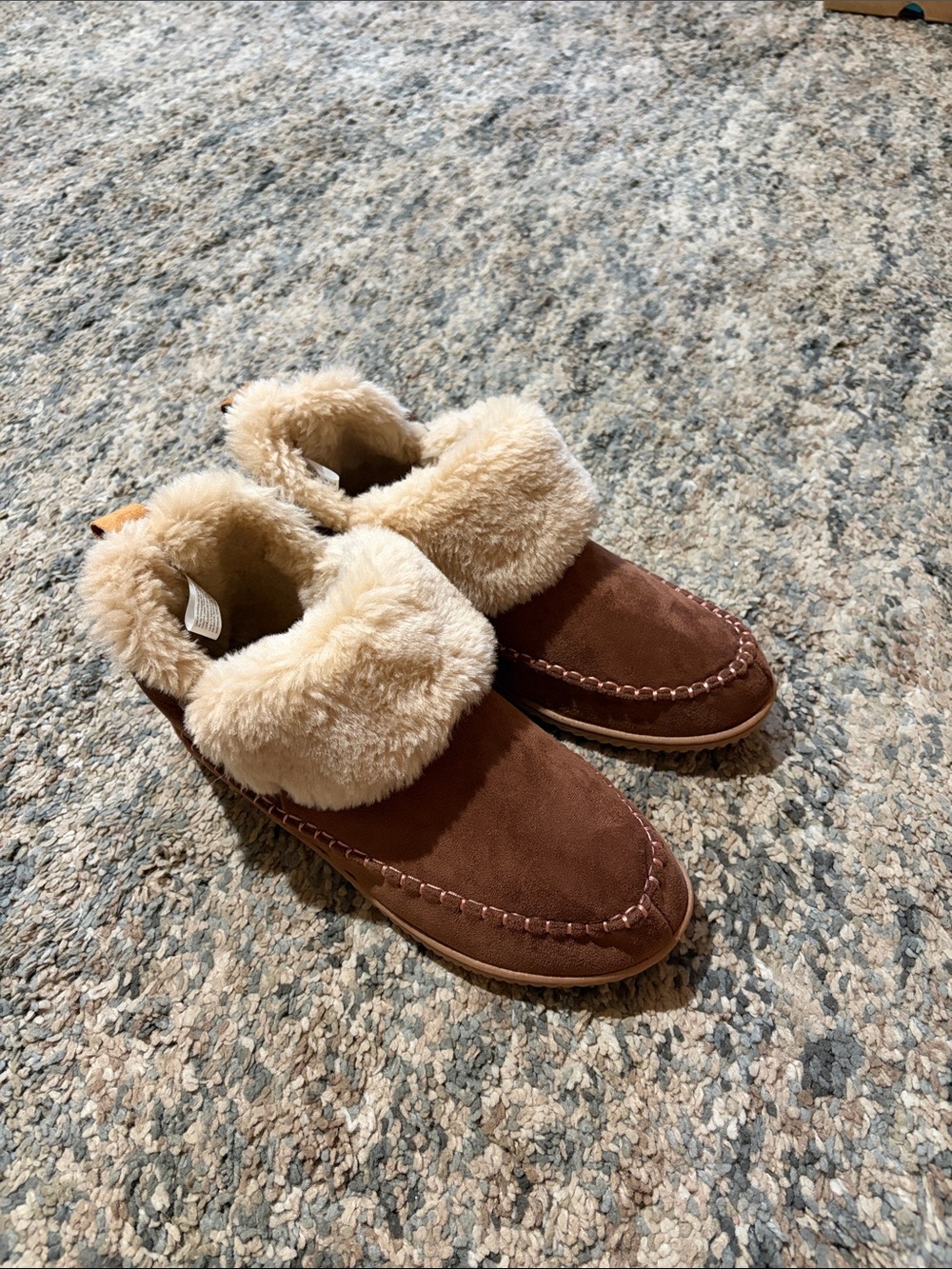 Dearfoams Brown Suede Shearling-Lined Slipper Boots